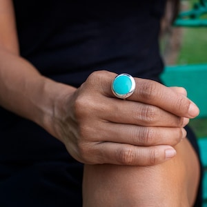 Green Stone 925 Silver Ring in Turquoise Optics Gemstone Rings Women
