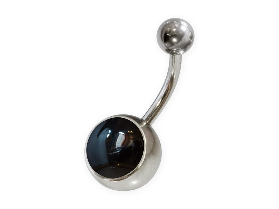 Navel Piercing Belly Piercing Black Stone Jewelry Stainless Steel Onyx