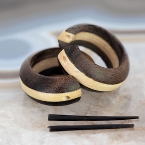 Bicolor Wooden Hoop Earrings for Women Handmade Wood Earrings