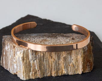 Rose Gold Stainless Steel Cuff Bracelet for Men & Women | 4mm or 6mm PVD Rose Gold Plated Bangle | Minimalist Open Cuff | Gift Box