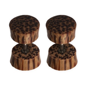 Coconut Fake Earrings Fake Plugs Wood round