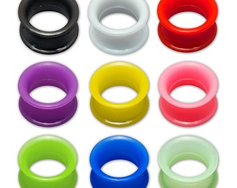 1 Paar weiche Silikon Tunnel 4-30mm – Double Flare Flesh Tunnel mit dünner Wand & 2mm Rand – leichte Ear Plugs in vielen Farben