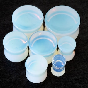 Opalite Stone Plugs, Double Flare Plug, Concave Ear Gauges , Organic Flesh Tunnel , Natural Gauge Jewelry