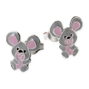 925 Silver Earrings Mouse  , Rat Ear Studs Girls , Tiny Stud Earrings Animal Lover