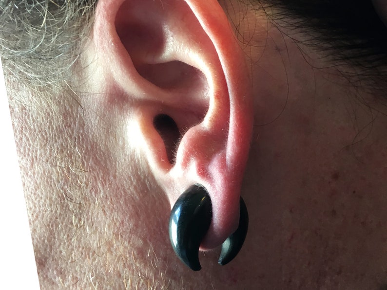 Hoefijzer septum piercing oor expander gemaakt van hoorn neuspiercing zwart afbeelding 3