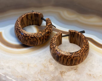 Coconut Shell Wooden Hoop Earrings brown Wood Earrings handmade