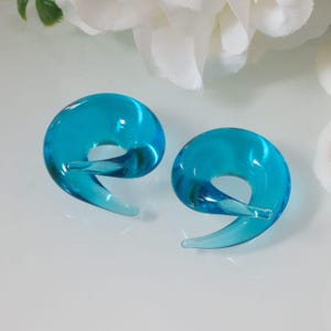 Glas Dehnspirale in Blau, Ohr Expander Twister, Dehnungssichel Ohr Schmuck