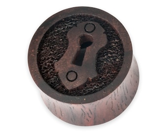 Wooden Plugs with Keyhole from Sono Wood, Wood Flesh Tunnels, Wood Ear Gauges, Ear Stretcher