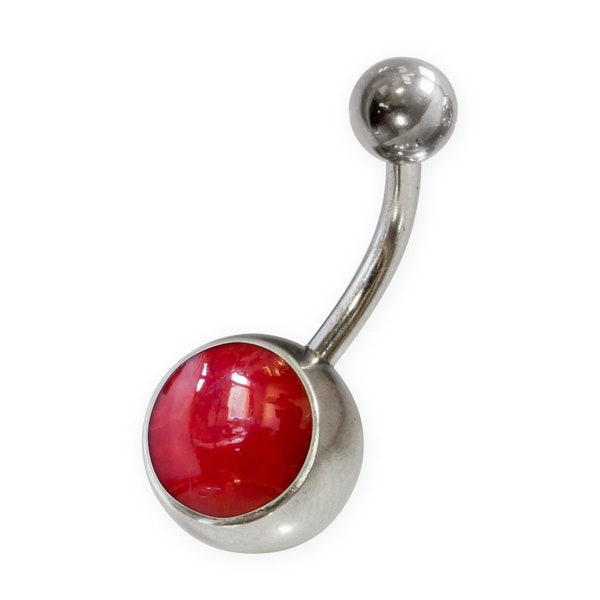 Navel Piercing Belly Piercing red Stone Jewelry Stainless Steel Coral Optics Boho Earring