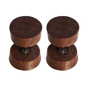 Organic Fake Gauges, Wood Fake Plugs, Round Wooden Earrings