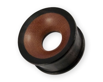 Tapones de sombrero de copa cóncavos de madera bicolor con túnel de carne