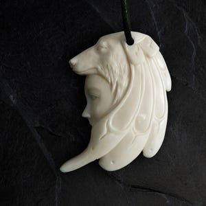 Wolf Spirit Bone Pendant - Native American Shaman Amulet - Personal Talisman Necklace