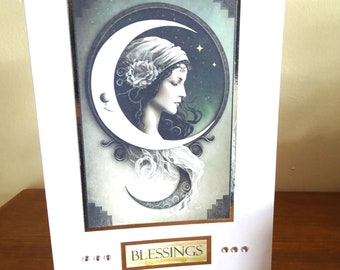 Moon Goddess Card, Blessings Card, Greeting Card for Wiccan, Goddess Greeting Card, Moon, Goddess, Wiccan