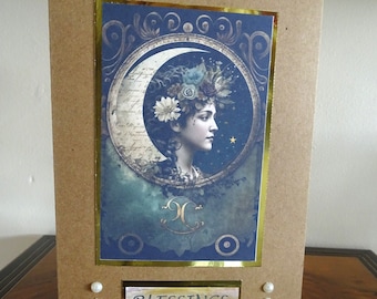Moon Goddess Greeting Card, Blessings Greeting Card, Goddess card, Samhain Card, Yule Card