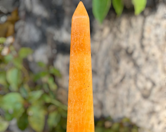 800g Orange Calcite, Orange Calcite Tower, Orange Calcite Point, Orange Calcite Stone, Orange Calcite Crystal Tower, Calcite Tower, Calcite