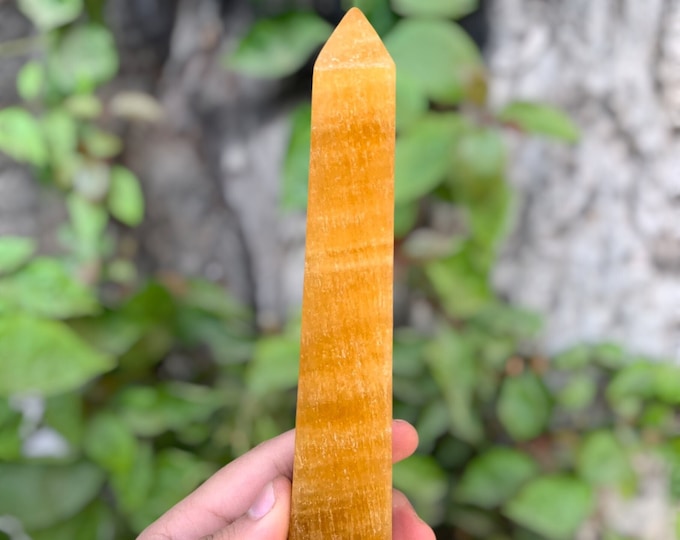 517 Orange Calcite, Orange Calcite Tower, Orange Calcite Point, Orange Calcite Stone, Orange Calcite Crystal Tower, Calcite Tower, Calcite