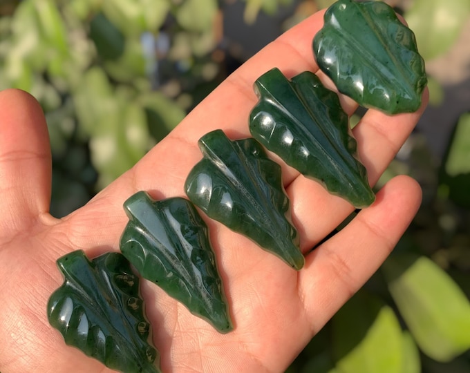 Green Polished Nephrite Jade Leaves, Nephrite Jade Leaves, Nephrite Leaves, Nephrite Jade Leaf, Jade Stone Leaves, Nephrite Drilled Leaves