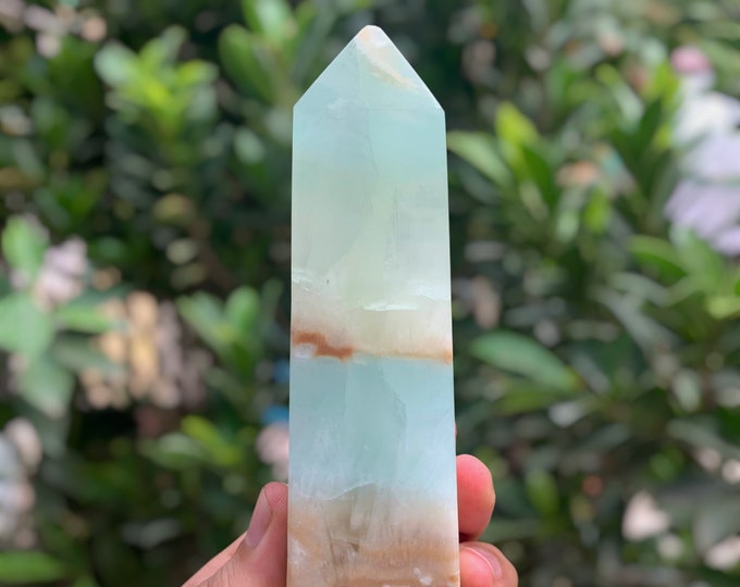 Blue Color Caribbean Calcite Tower, Caribbean Calcite Tower, Caribbean Calcite, Calcite Tower, Caribbean Stone Tower, Blue Caribbean 413g