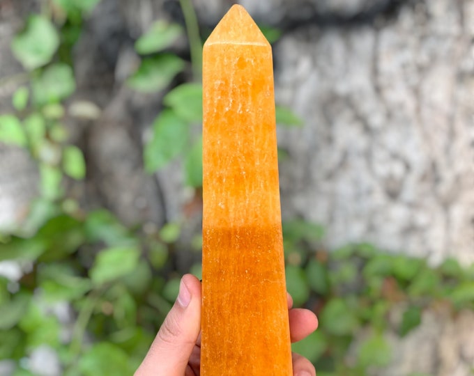 760 Orange Calcite, Orange Calcite Tower, Orange Calcite Point, Orange Calcite Stone, Orange Calcite Crystal Tower, Calcite Tower, Calcite