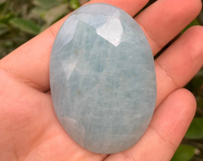 75g Best Quality Sky Blue Aquamarine Round Palm Stone, Aquamarine Palm Stone, Aquamarine, Aquamarine Round Palm Stone, Blue Aquamarine