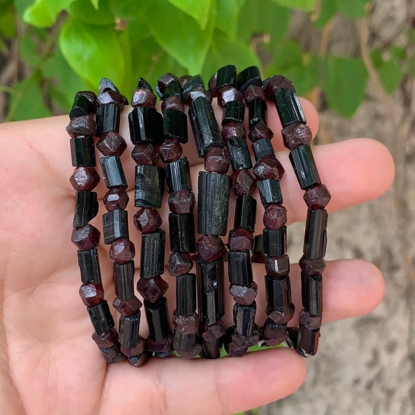 Black Tourmaline Bracelet, Tourmaline Bracelets, Black Tourmaline Bracelets, Tourmaline & Garnet Bracelet, Garnet Bracelet, Black Tourmaline