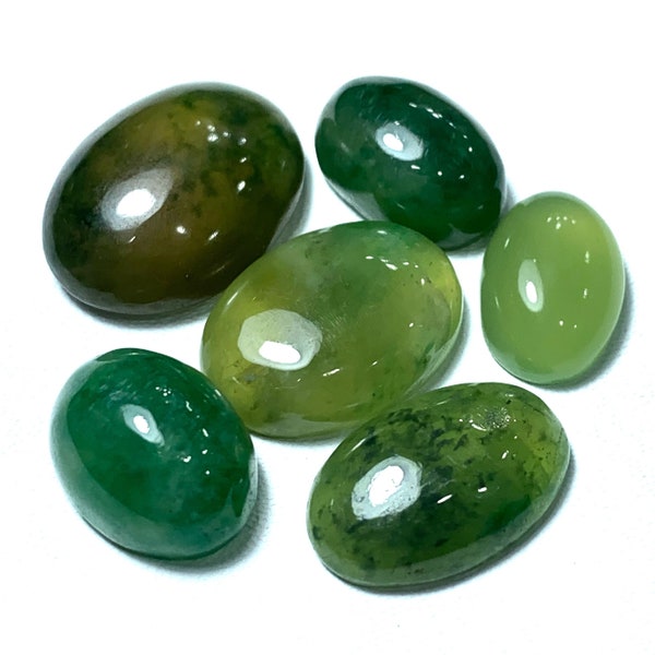 6 Pieces Beautiful Natural Green Idocrase Cabochons For Pendants, Idocrase Pendants, Idocrase Cabochons, Idocrase Green Cabochons, Idocrase