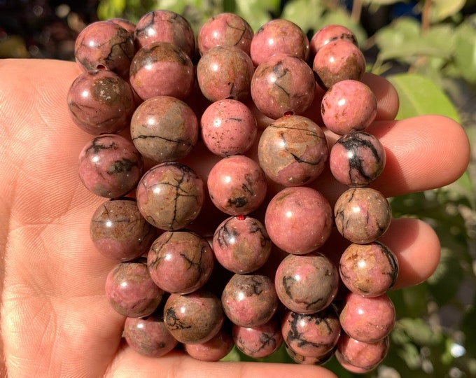 Pink Rhodonite Beads Bracelets, Rhodonite Bracelets, Rhodonite Bracelet, Rhodonite Stone Bracelets, Rhodonite ,Pink Rhodonite Bracelets