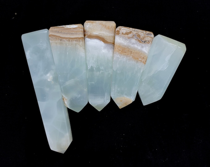 550g Caribbean Calcite Tower, Caribbean Calcite Tower, Caribbean Calcite, Calcite Tower, Caribbean Stone Tower, Blue Caribbean, 5 Pcs