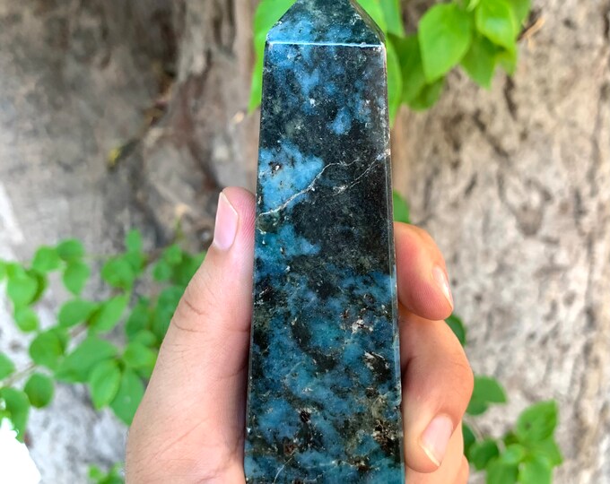 Amazing Quality Blue Color Apatite Tower , Apatite Obelisk, Blue Apatite, Obelisk Apatite Tower, Apatite Stone 396 Grams