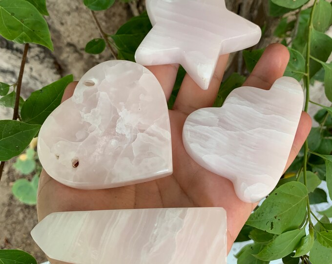 Amazing Quality Pink Color Calcite Mix Shapes Calcite Free Form, Star, Calcite Cloud, Tower, Pink Obelisk, Star, Pink Calcite Heart