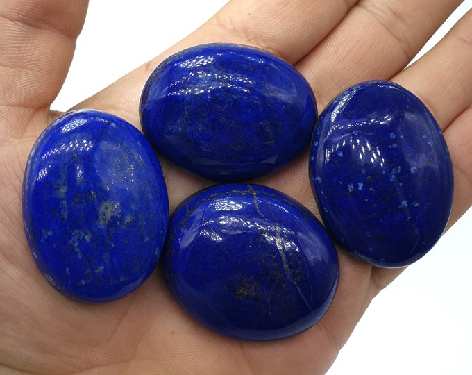 4 Pcs Great Quality Lapis Lazuli Cabochons, Lapis Lazuli Cabs, Lapis Blue Cabochons, Blue Lapis Cabochons, Lapis Cabochons 128 Grams
