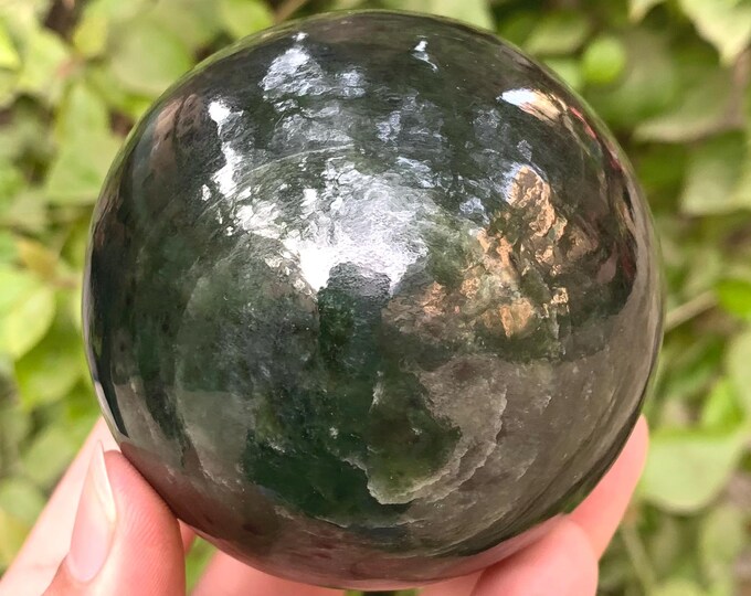 660g Beautiful Quality Lustrous Nephrite Jade, Nephrite Jade, Green Nephrite Jade Sphere, Jade Sphere, Nephrite Sphere, Jade Stone Sphere