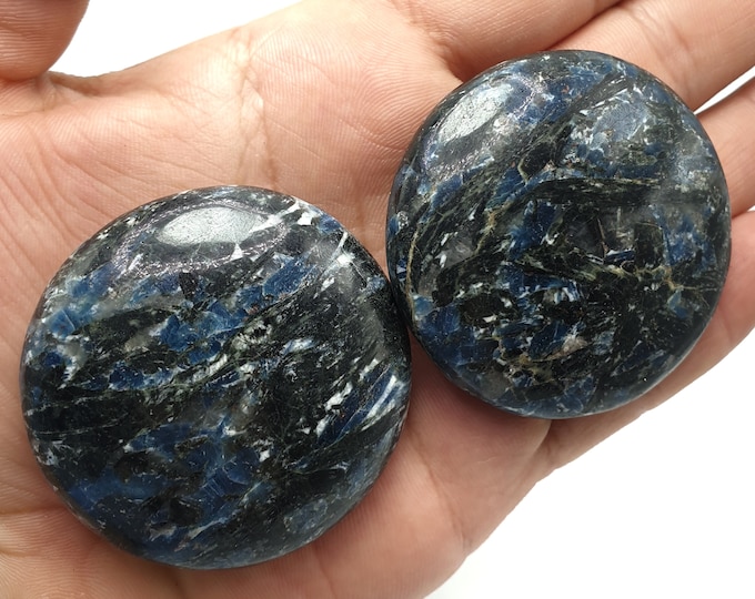 Top Quality Blue Color Apatite Oval Palms, Round Massages, Palm, Apatite Massages, Blue Apatite Palms, Apatite Palms, Massages 2 Pcs