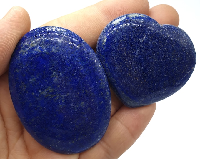 110 Grams Beautiful Lapis Lazuli Heart, Lapis Palm, Lapis Stone Massages, Lapis Heart Stone, Lapis Lazuli, Lapis Crystal Heart, Palm 2 Pcs