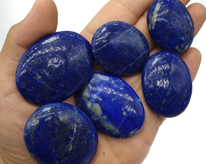 6 Pieces Amazing Quality Lapis Lazuli Palms, Massages, Blue Stone, Lapis Massages, Lapis Palms 275 Grams