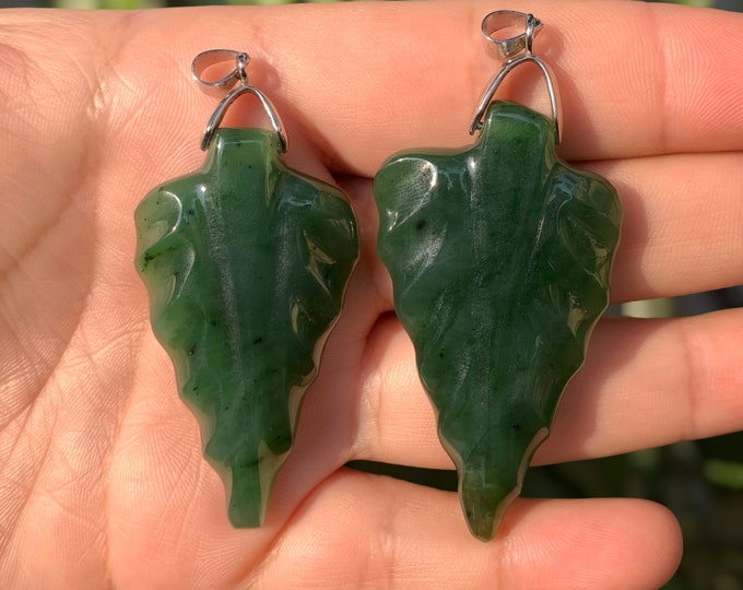 Green Polished Nephrite Jade Leaves, Nephrite Jade Leaves, Nephrite Leaves, Nephrite Jade Leaf, Jade Stone Leaves, Nephrite Jade Pendants