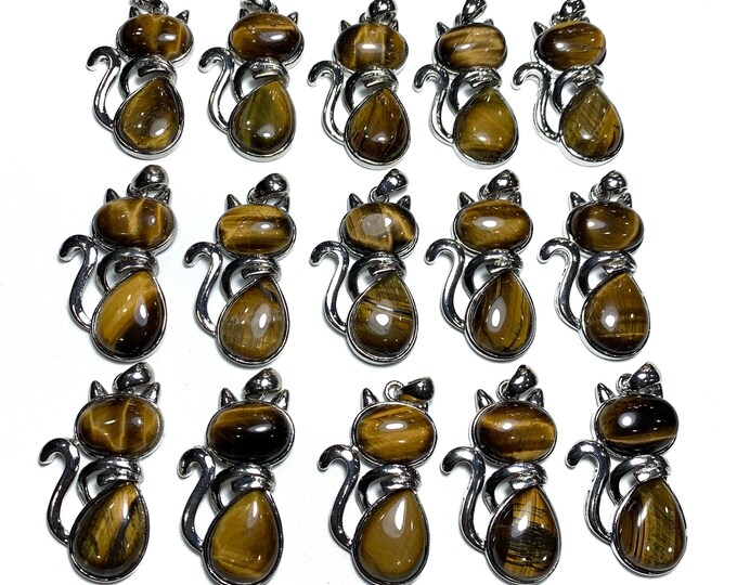 Beautiful Tiger's Eye Pendants, Cat Shape Tiger Eye Pendants, Cat Shape Pendants, Tiger Eye Pendants, Tiger Eye Stone Pendants, Tiger's Eye