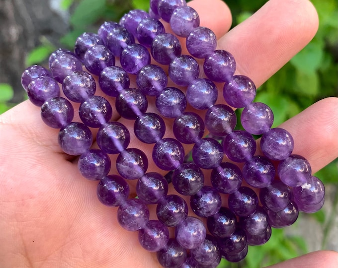 Beautiful Purple Amethyst Bracelet, Purple Amethyst Bracelet, Amethyst Bracelets, Round Beads Bracelet, Amethyst, Lustrous Amethyst Bracelet