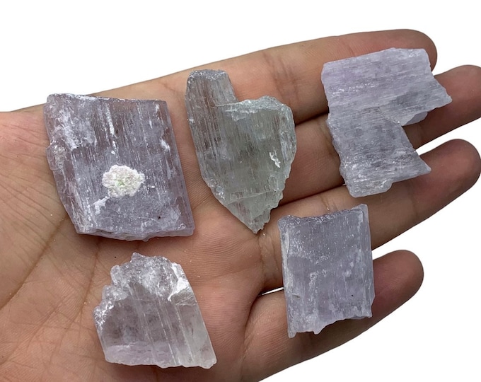 5 Pieces Natural Pink Kunzite Crystals, Kunzite Crystals, Pink Kunzite Crystals, Kunzite Stone Crystals, Pink Kunzite, Natural Kunzite, 105g