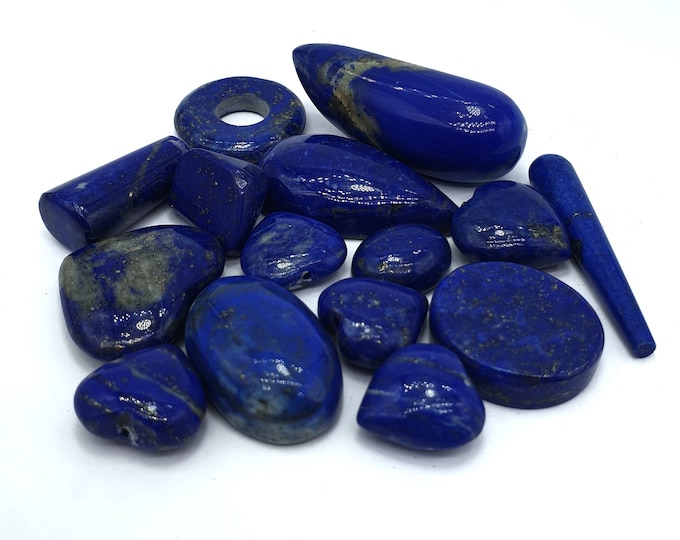 18 Pcs Top Quality Lapis Lazuli Mix Shapes, Lapis Cabochons, Lapis Donuts, Lapis Heart, Lapis Crystals 100 Grams