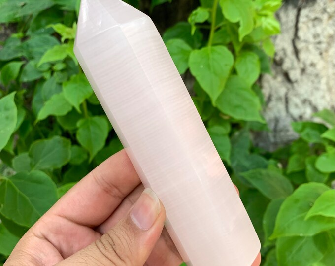 300g Fluorescent Mangano Pink Calcite Tower, Mangano Calcite, Calcite Tower, Mangano Calcite Point, Calcite Towers, Pink Calcite Point