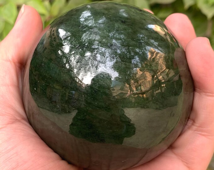 790g Beautiful Quality Lustrous Nephrite Jade, Nephrite Jade, Green Nephrite Jade Sphere, Jade Sphere, Nephrite Sphere, Jade Stone Sphere