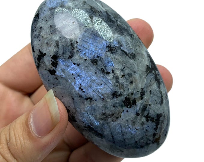 Beautiful Bluish Grey Larvikite Palmstone, Blue Larvikite Palm Stone, Larvikite Blue Palmstone, Blue Larvikite, Larvikite, Larvikite Stone