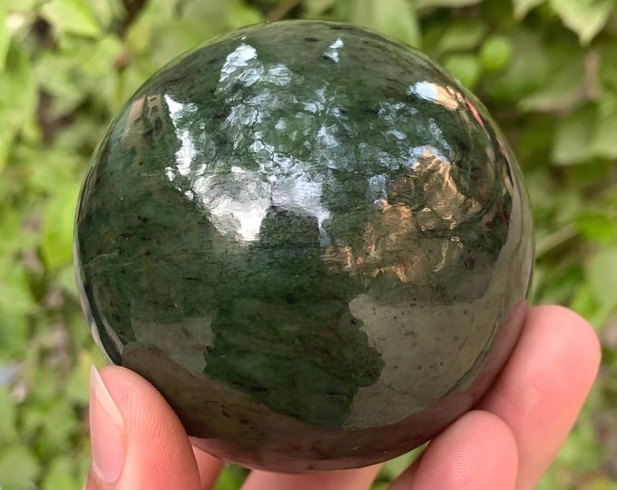 670g Beautiful Quality Lustrous Nephrite Jade, Nephrite Jade, Green Nephrite Jade Sphere, Jade Sphere, Nephrite Sphere, Jade Stone Sphere
