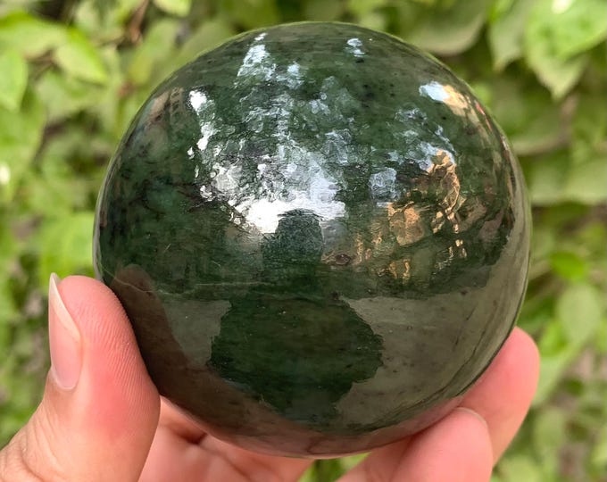628g Beautiful Quality Lustrous Nephrite Jade, Nephrite Jade, Green Nephrite Jade Sphere, Jade Sphere, Nephrite Sphere, Jade Stone Sphere