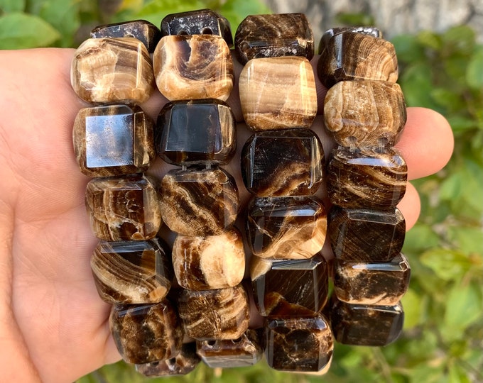 Beautiful Brown Chocolate Calcite Bracelets, Chocolate Calcite Bracelets, Chocolate Square Bracelets, Calcite Bracelets, Calcite Bracelet