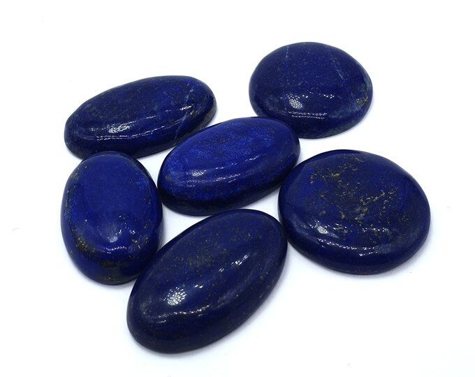 6 Pcs Amazing Quality Lapis Lazuli Cabochons, Lapis Lazuli Cabs, Lapis Blue Cabochons, Blue Lapis Cabochons, Lapis Oval Cabochons