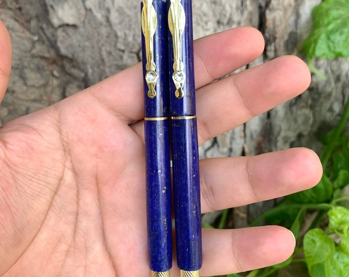 2 Pcs Beautiful Lapis Lazuli Pen, Lapis Pen, Lapis Lazuli Stone Pen, Blue Lapis Pen, Lapis Lazuli Blue Pen, Lapis Decoration Pen