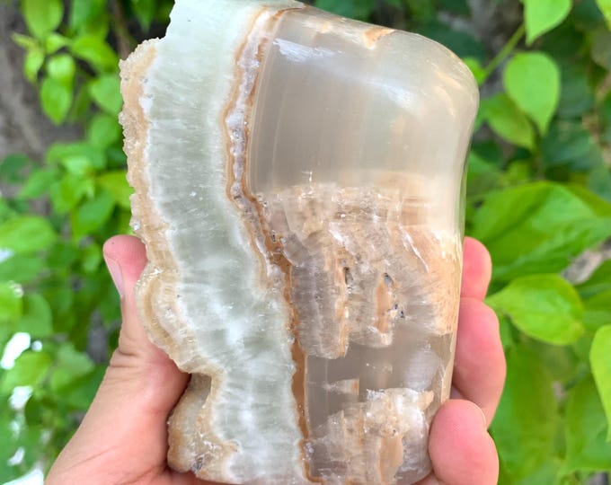 915g Beautiful One Side Natural Calcite Free Form, Calcite Free Form, Calcite, Caribbean Calcite, Calcite Polished Free Form, Calcite Stone
