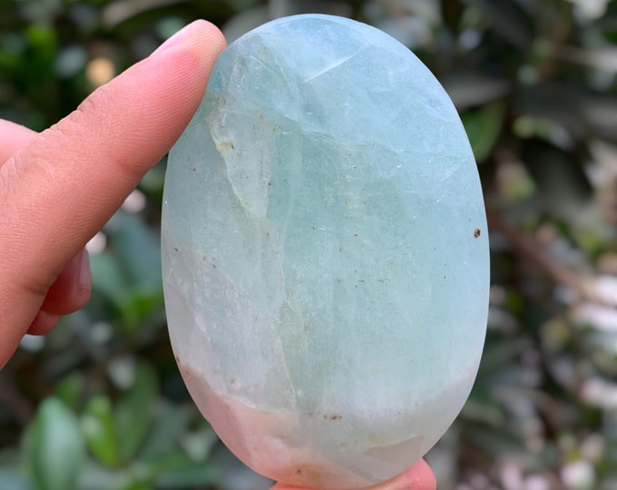 130g Best Quality Sky Blue Aquamarine Round Palm Stone, Aquamarine Palm Stone, Aquamarine, Aquamarine Round Palm Stone, Blue Aquamarine